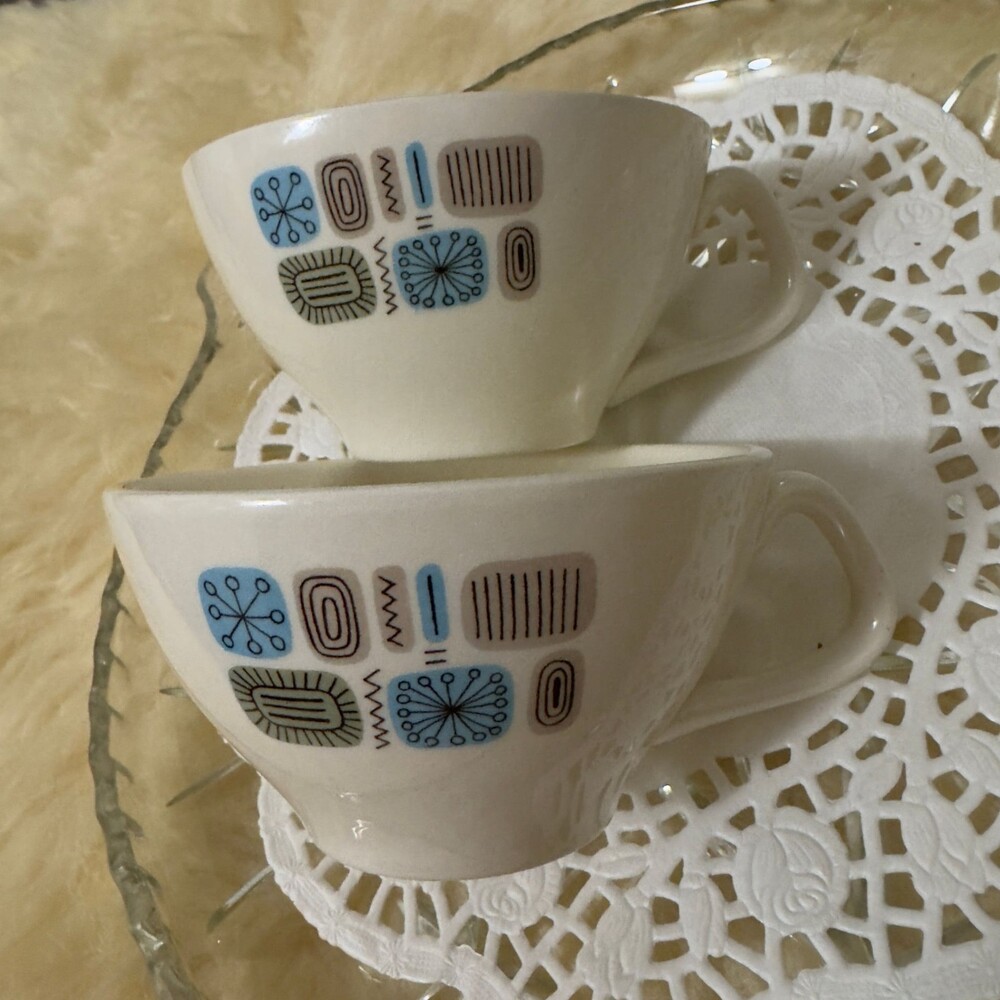Pair (2) Vintage Canonsburg Temporama Atomic Coffee Cups MCM